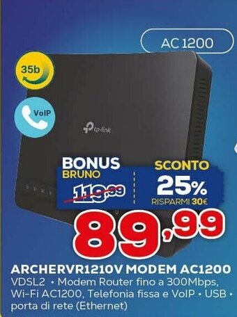 Euronics TP-Link ARCHERVR1210V Modem AC1200 offerta