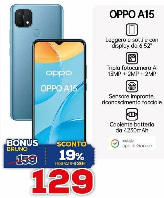 Oppo A15 offerta di Euronics
