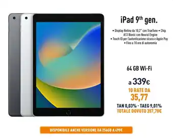 Unieuro iPad 9th gen. offerta