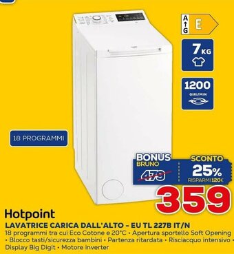 Euronics Hotpoint Lavatrice Carica Dall'Alto - EU TL 227B IT/N offerta