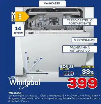 Euronics Whirlpool WIC3C26F offerta