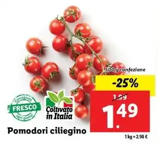 Lidl Pomodori ciliegino 500 g confezione offerta