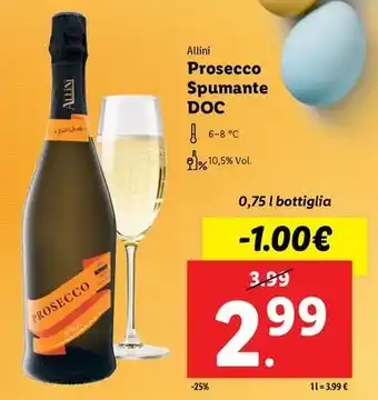 Lidl Allini Prosecco Spumante DOC 0,75 l bottiglia offerta