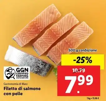 Lidl Gastronomia di Mare Filetto di salmone con pelle 500 g confezione offerta