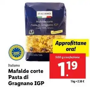 Lidl Italiamo Mafalde corte Pasta di Gragnano IGP 500 g confezione offerta