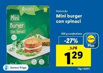 Lidl Vemondo Mini burger con spinaci 160 g confezione offerta