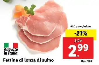 Lidl Fettine di lonza di suino 400 g confezione offerta