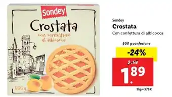 Lidl Sondey Crostata Con confettura di albicocca 500 g confezione offerta