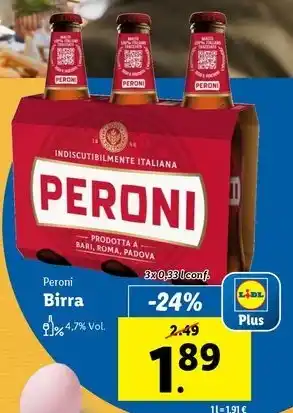 Lidl Peroni Birra 3x 0,33 l conf. offerta
