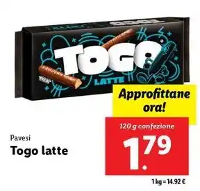 Lidl Pavesi Togo latte 120 g confezione offerta