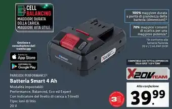 Lidl PARKSIDE PERFORMANCE Batteria Smart 4 Ah offerta