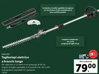 Lidl PARKSIDE Tagliasiepi elettrico a braccio lungo offerta