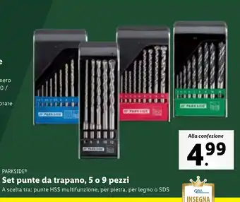 Lidl PARKSIDE Set punte da trapano, 5 o 9 pezzi offerta