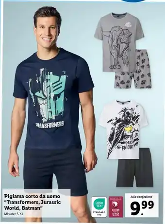 Lidl Pigiama corto da uomo "Transformers, Jurassic World, Batman" offerta