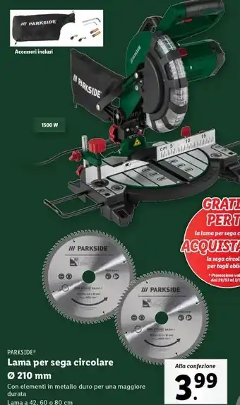 Lidl PARKSIDE Lama per sega circolare Ø 210 mm offerta