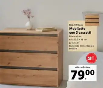 Lidl LIVARNO home Mobiletto con 3 cassetti offerta