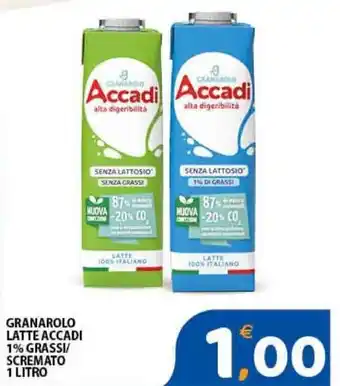 Premium Supermercati Granarolo Latte Accadi 1% Grassi/Scremato 1 Litro offerta