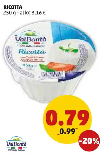 PENNY ValBontà RICOTTA 250 g offerta
