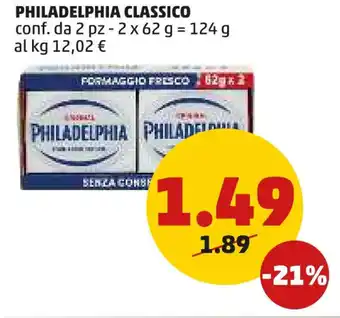 PENNY PHILADELPHIA CLASSICO conf. da 2 pz - 2x62 g offerta