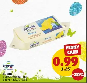 PENNY BURRO 100% Latte Italiano 125 g offerta