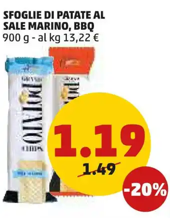 PENNY SFOGLIE DI PATATE AL SALE MARINO, BBQ 900 g offerta