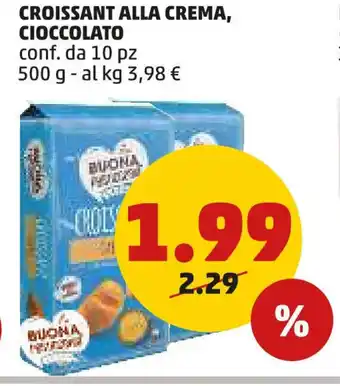 PENNY CROISSANT ALLA CREMA, CIOCCOLATO conf. da 10 pz 500 g offerta