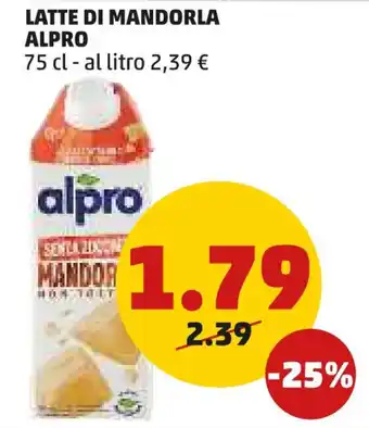 PENNY LATTE DI MANDORLA ALPRO 75 cl offerta