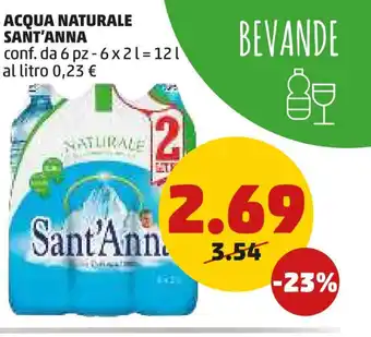 PENNY ACQUA NATURALE SANT'ANNA conf. da 6 pz - 6x2 l offerta