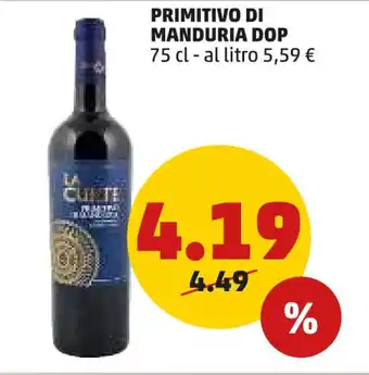 PENNY PRIMITIVO DI MANDURIA DOP 75 cl offerta