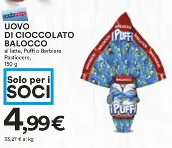 Coop UOVO DI CIOCCOLATO BALOCCO al latte, Puffi o Barbiere Pasticcere, 150 g offerta