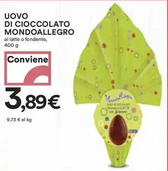 Coop UOVO DI CIOCCOLATO MONDOALLEGRO al latte o fondente, 400 g offerta