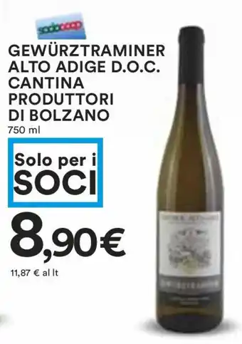 Coop GEWÜRZTRAMINER ALTO ADIGE D.O.C. CANTINA PRODUTTORI DI BOLZANO 750 ml offerta