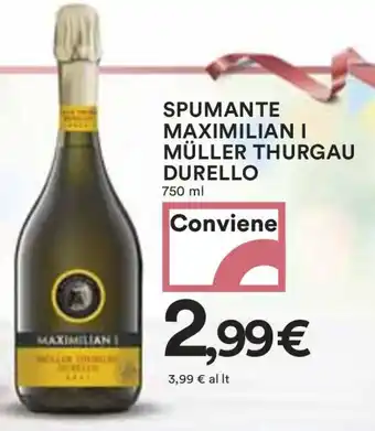 Coop SPUMANTE MAXIMILIAN I MÜLLER THURGAU DURELLO 750 ml offerta