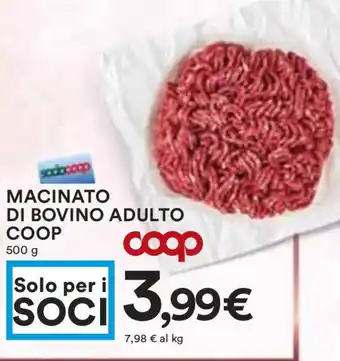 Coop MACINATO DI BOVINO ADULTO COOP 500 g offerta