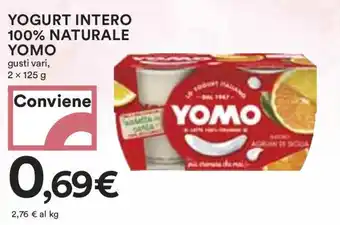 Coop YOGURT INTERO 100% NATURALE YOMO gusti vari, 2 x 125 g offerta