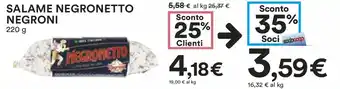 Coop SALAME NEGRONETTO NEGRONI 220 g offerta