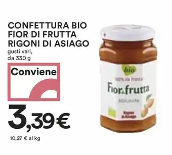 Coop CONFETTURA BIO FIOR DI FRUTTA RIGONI DI ASIAGO gusti vari, da 330 g offerta