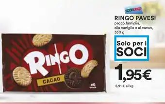 Coop RINGO PAVESI pacco famiglia, alla vaniglia o al cacao, 330 g offerta