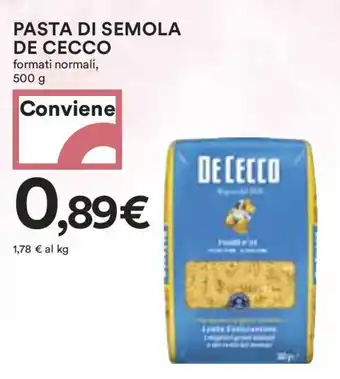 Coop PASTA DI SEMOLA DE CECCO formati normali, 500 g offerta