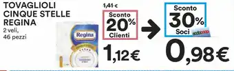 Coop TOVAGLIOLI CINQUE STELLE REGINA 2 veli, 46 pezzi offerta