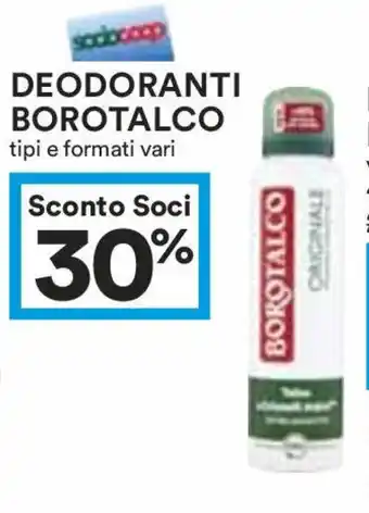 Coop DEODORANTI BOROTALCO tipi e formati vari offerta