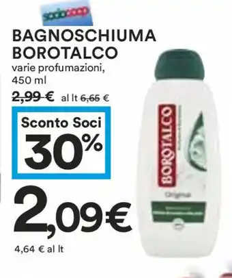 Coop BAGNOSCHIUMA BOROTALCO varie profumazioni, 450 ml offerta