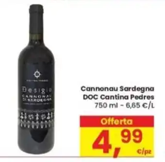 Eurospar Cannonau Sardegna DOC Cantina Pedres 750 ml offerta