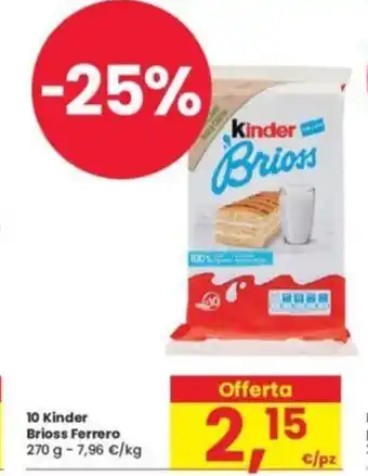 Eurospar 10 Kinder Brioss Ferrero 270 g offerta