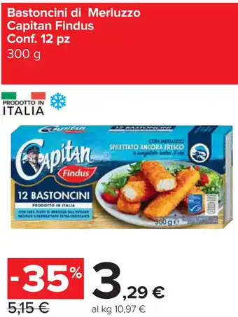 Carrefour Express Bastoncini di Merluzzo Capitan Findus Conf. 12 pz 300 g offerta