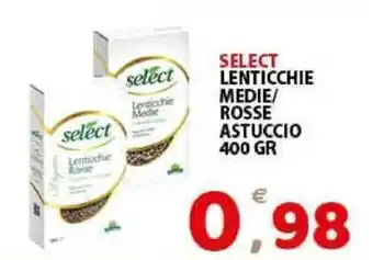 Premium Supermercati Select Lenticchie Medie/Rosse Astuccio 400gr offerta