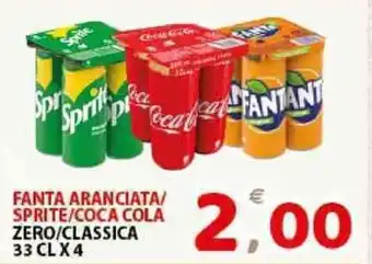 Premium Supermercati Fanta Aranciata/Sprite/Coca-Cola Zero/Classica 33cl x 4 offerta