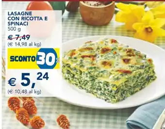 Esselunga LASAGNE CON RICOTTA E SPINACI 500 g offerta