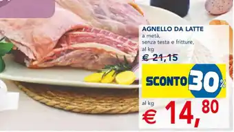 Esselunga AGNELLO DA LATTE a metà, senza testa e fritture offerta