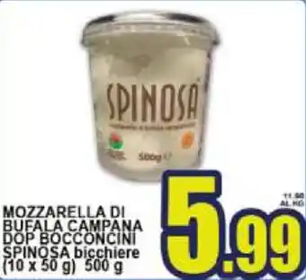 Sacoph Mozzarella di Bufala Campana DOP Bocconcini Spinosa bicchiere (10x50g) 500g offerta